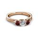 2 - Alyssa Red Garnet and Lab Grown Diamond Three Stone Ring 
