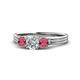 1 - Alyssa Rhodolite Garnet and Lab Grown Diamond Three Stone Ring 