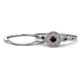 1 - Iliana Prima Red Garnet and Diamond Halo Bridal Set Ring 