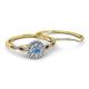 4 - Iliana Prima Blue Topaz and Diamond Halo Bridal Set Ring 