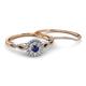 4 - Iliana Prima Blue Sapphire and Diamond Halo Bridal Set Ring 