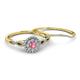 4 - Iliana Prima Pink Tourmaline and Diamond Halo Bridal Set Ring 
