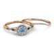 4 - Iliana Prima Blue Topaz and Diamond Halo Bridal Set Ring 