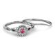 4 - Iliana Prima Rhodolite Garnet and Diamond Halo Bridal Set Ring 