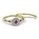 4 - Iliana Prima Ruby and Diamond Halo Bridal Set Ring 