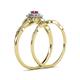 6 - Iliana Prima Ruby and Diamond Halo Bridal Set Ring 