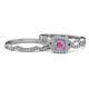 1 - Eyana Prima Pink Sapphire and Diamond Double Halo Bridal Set Ring 