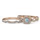 1 - Eyana Prima Aquamarine and Diamond Double Halo Bridal Set Ring 