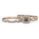 1 - Eyana Prima London Blue Topaz and Diamond Double Halo Bridal Set Ring 