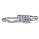 1 - Eyana Prima Tanzanite and Diamond Double Halo Bridal Set Ring 
