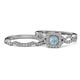 1 - Eyana Prima Aquamarine and Diamond Double Halo Bridal Set Ring 