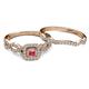 4 - Eyana Prima Pink Tourmaline and Diamond Double Halo Bridal Set Ring 