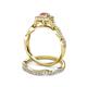 5 - Eyana Prima Rhodolite Garnet and Diamond Double Halo Bridal Set Ring 