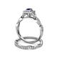 5 - Eyana Prima Blue Sapphire and Diamond Double Halo Bridal Set Ring 