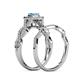 6 - Eyana Prima Blue Topaz and Diamond Double Halo Bridal Set Ring 