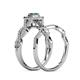 6 - Eyana Prima Blue and White Diamond Double Halo Bridal Set Ring 