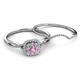 4 - Yesenia Prima Pink Sapphire and Diamond Halo Bridal Set Ring 