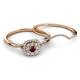 4 - Yesenia Prima Red Garnet and Diamond Halo Bridal Set Ring 