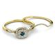 4 - Yesenia Prima London Blue Topaz and Diamond Halo Bridal Set Ring 