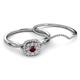 4 - Yesenia Prima Red Garnet and Diamond Halo Bridal Set Ring 