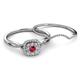 4 - Yesenia Prima Ruby and Diamond Halo Bridal Set Ring 