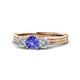 1 - Alyssa 0.90 ctw (5.50 mm) Round Tanzanite and Lab Grown Diamond Three Stone Engagement Ring 