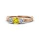 1 - Alyssa 0.93 ctw (5.50 mm) Round Yellow Diamond and Lab Grown Diamond Three Stone Engagement Ring 