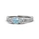 1 - Alyssa 0.92 ctw (5.50 mm) Round Aquamarine and Lab Grown Diamond Three Stone Engagement Ring 