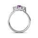 4 - Alyssa 5.50 mm Amethyst and Diamond Thick Shank Three Stone Ring 