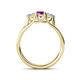 4 - Alyssa 5.50 mm Amethyst and Diamond Thick Shank Three Stone Ring 