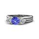 1 - Alyssa 1.36 ctw (6.50 mm) Round Tanzanite and Lab Grown Diamond Three Stone Engagement Ring 