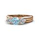 1 - Alyssa 1.31 ctw (6.50 mm) Round Aquamarine and Lab Grown Diamond Three Stone Engagement Ring 