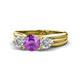 1 - Alyssa 1.31 ctw (6.50 mm) Round Amethyst and Lab Grown Diamond Three Stone Engagement Ring 