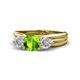 1 - Alyssa 1.54 ctw (6.50 mm) Round Peridot and Lab Grown Diamond Three Stone Engagement Ring 