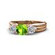 1 - Alyssa 1.54 ctw (6.50 mm) Round Peridot and Lab Grown Diamond Three Stone Engagement Ring 