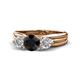 1 - Alyssa 1.44 ctw (6.00 mm) Round Black Diamond and Lab Grown Diamond Three Stone Engagement Ring 