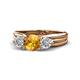 1 - Alyssa 1.31 ctw (6.50 mm) Round Citrine and Lab Grown Diamond Three Stone Engagement Ring 