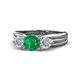 1 - Alyssa 1.16 ctw (6.00 mm) Round Emerald and Lab Grown Diamond Three Stone Engagement Ring 