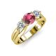 3 - Alyssa 6.40 mm Rhodolite Garnet and Diamond Three Stone Ring 