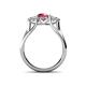 4 - Alyssa 6.40 mm Rhodolite Garnet and Diamond Three Stone Ring 