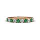 1 - Emlynn 3.00 mm Emerald and Diamond 10 Stone Wedding Band 