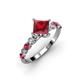 3 - Alicia 1.96 ctw Created Ruby and Lab Grown Diamond Engagement Ring 