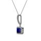 2 - Claire Blue Sapphire and Diamond Square Shape Halo Pendant 