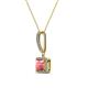 2 - Claire Pink Tourmaline and Diamond Square Shape Halo Pendant 