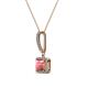 2 - Claire Pink Tourmaline and Diamond Square Shape Halo Pendant 