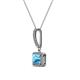 2 - Claire Blue Topaz and Diamond Square Shape Halo Pendant 