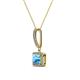 2 - Claire Blue Topaz and Diamond Square Shape Halo Pendant 