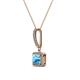 2 - Claire Blue Topaz and Diamond Square Shape Halo Pendant 