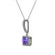 2 - Claire Iolite and Diamond Square Shape Halo Pendant 