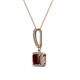 2 - Claire Red Garnet and Diamond Square Shape Halo Pendant 